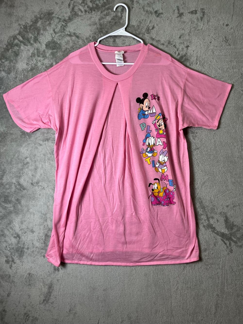 Disney‎ Mickey Minnie Friends Playtime Pink Sleep Shirt Nightgown Lounge Large